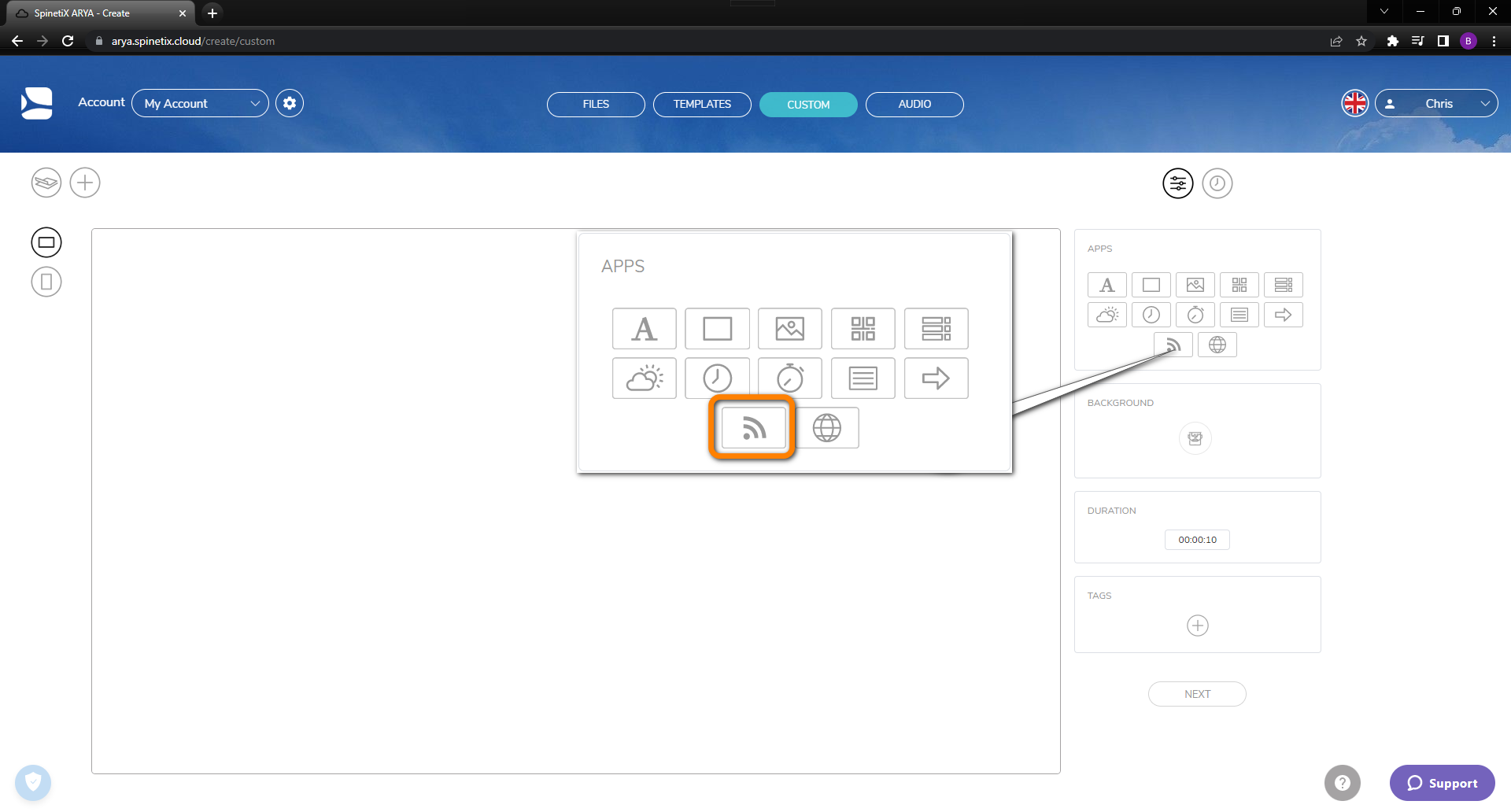 RSS-app-select-from-project-edit-page.png
