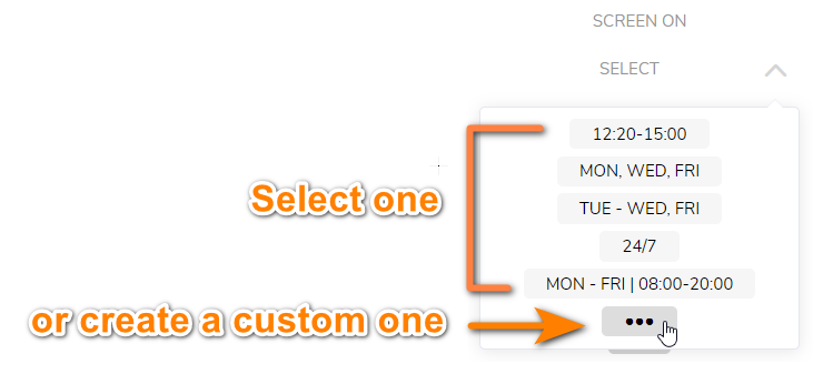 Predefined time ranges menu