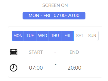 Example: Mon–Fri 07:00–20:00