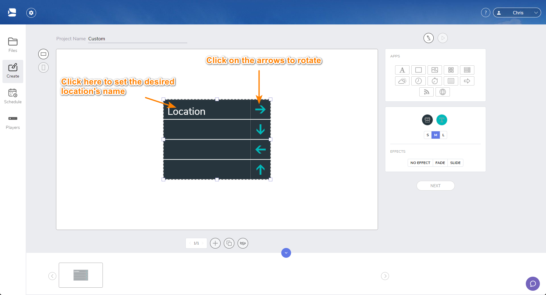 Wayfinding-app-editing-the-table-and-setting-the-arrows.png
