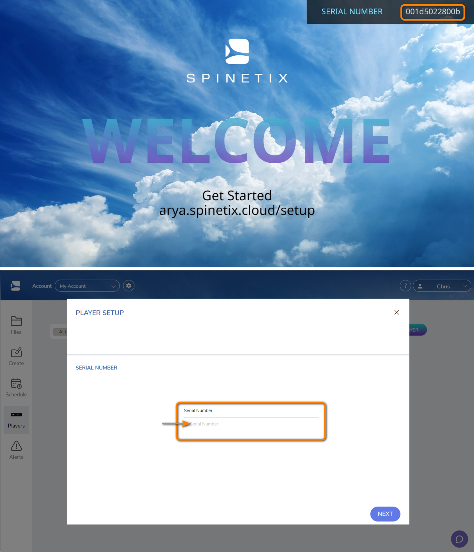 Dialog to enter player serial number
