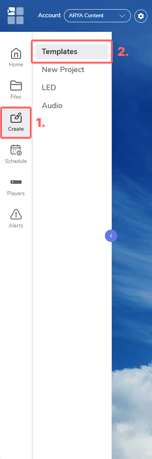 Templates menu