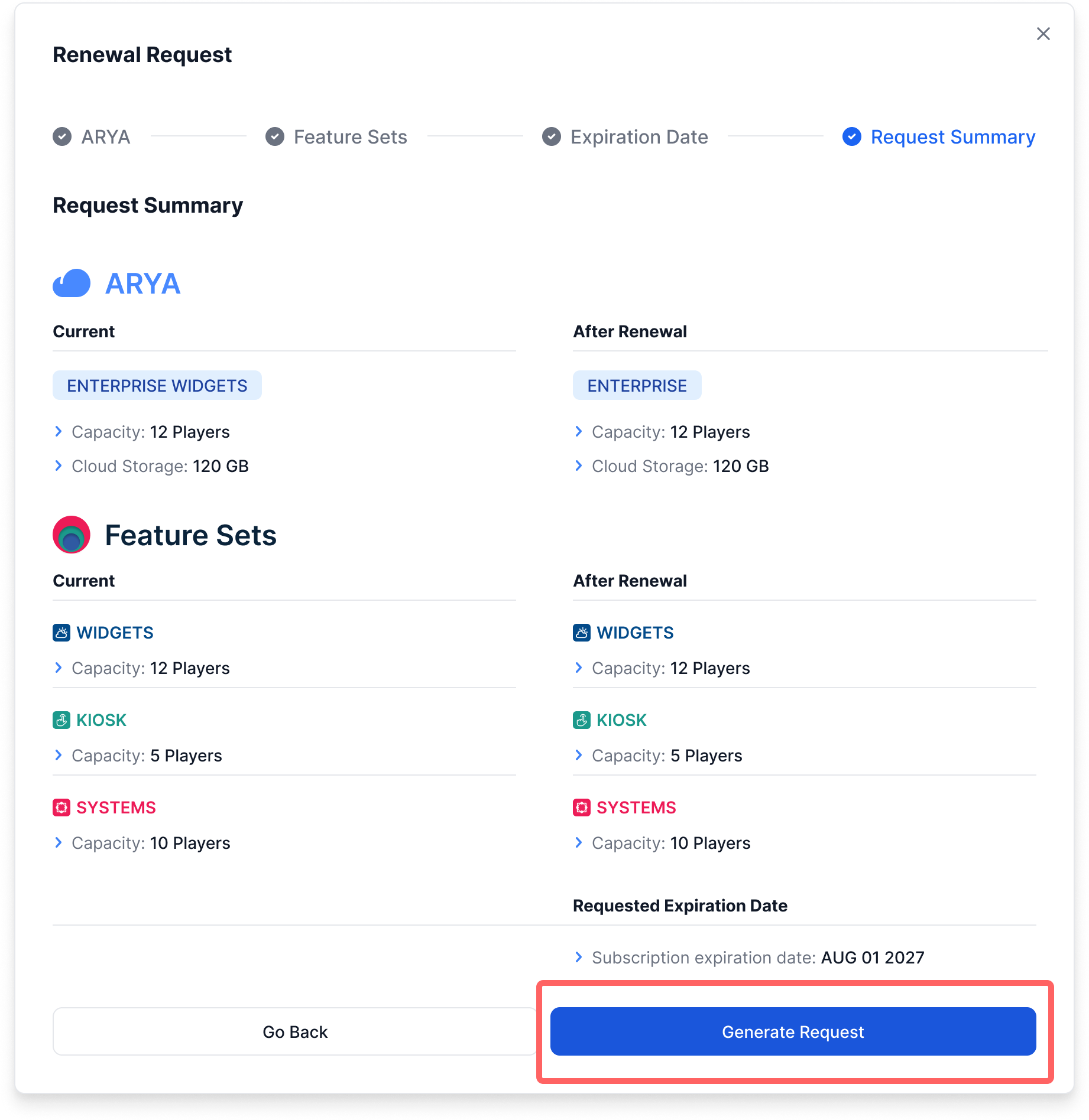 Review and generate the request
