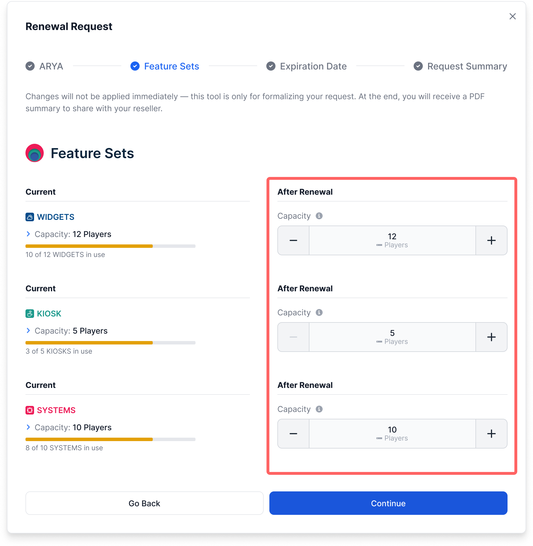 Subscription capacity options