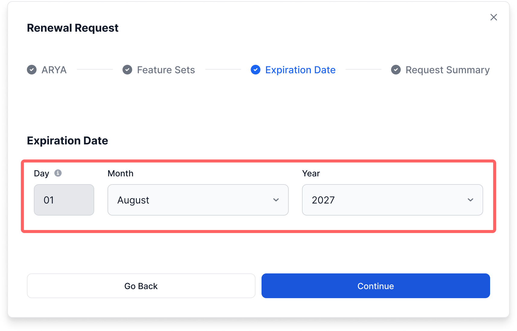 Select the next expiration date