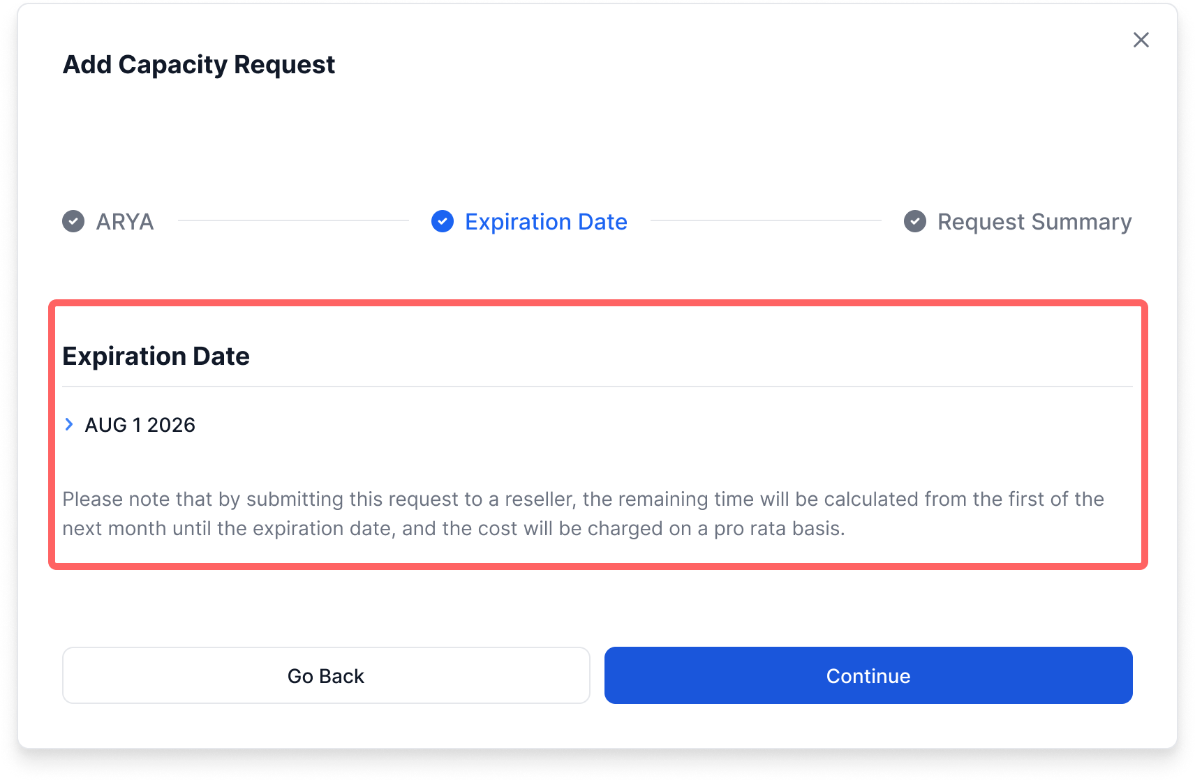 Subscription expiration date information