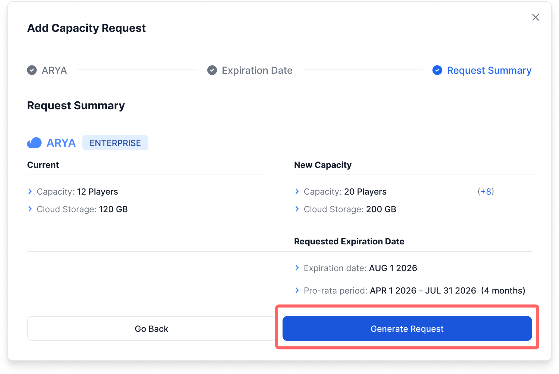 Generate Request button