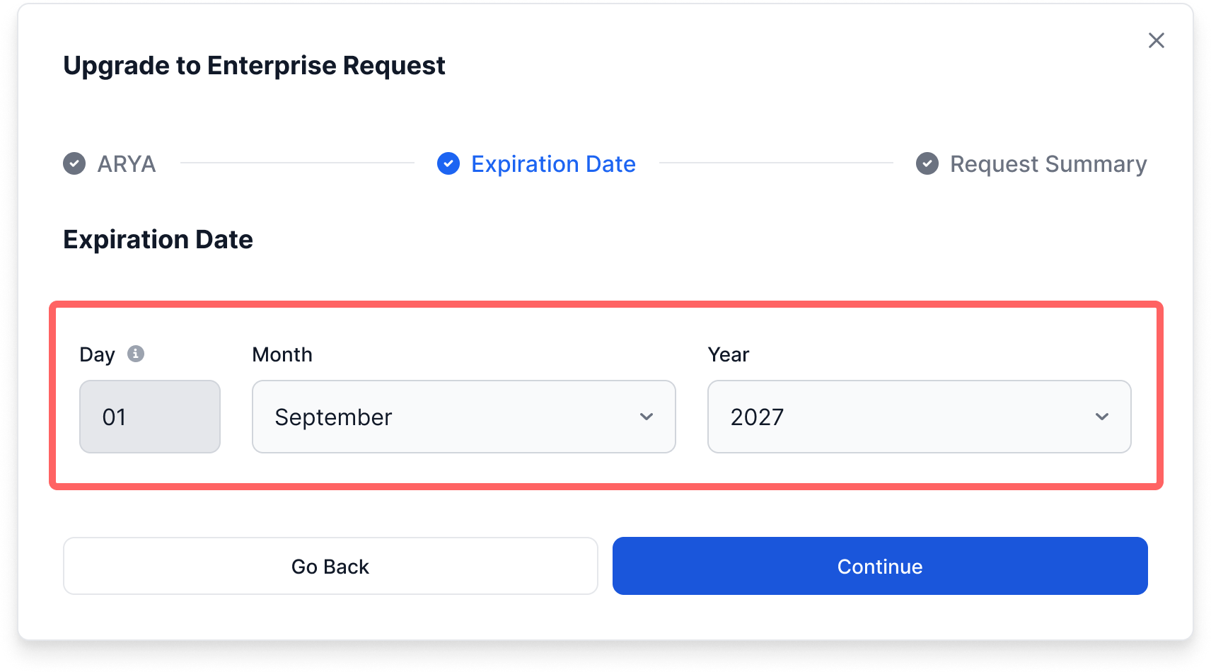 Select the subscription expiration date