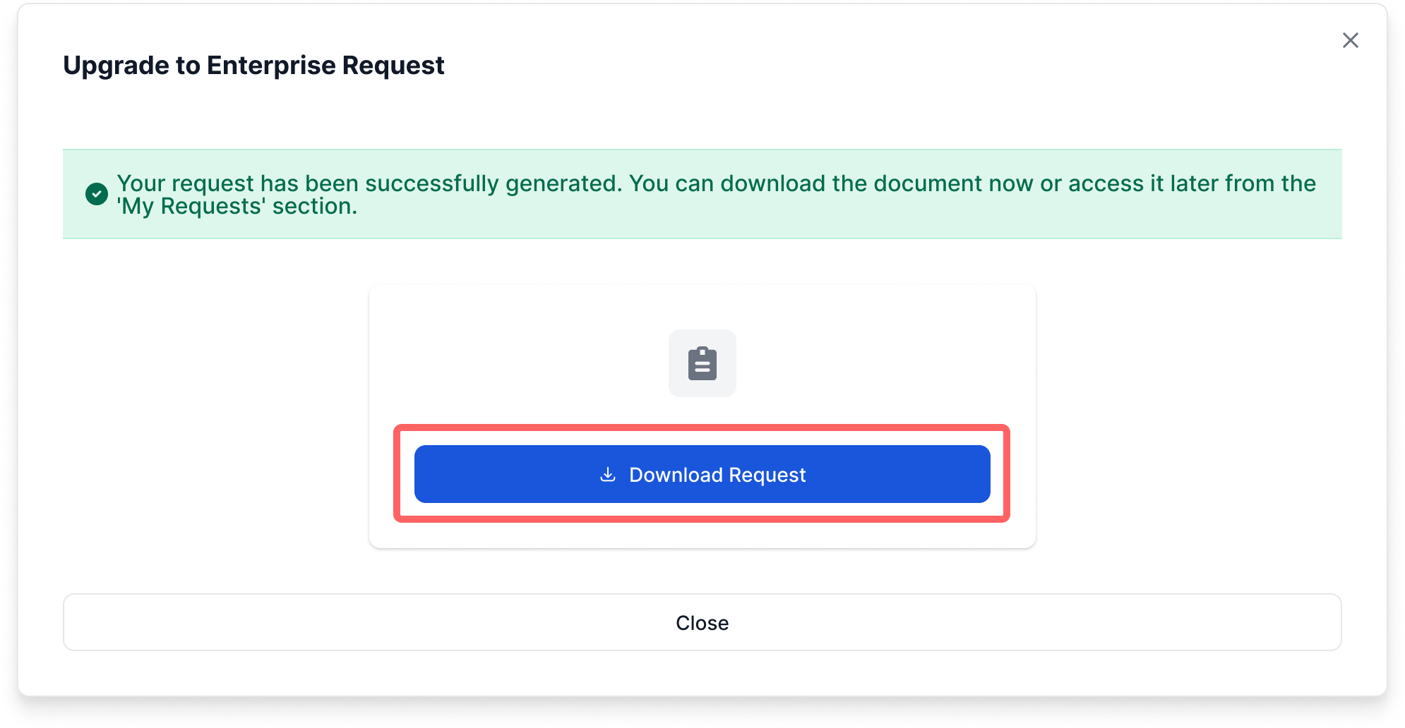 Generated upgrade request PDF