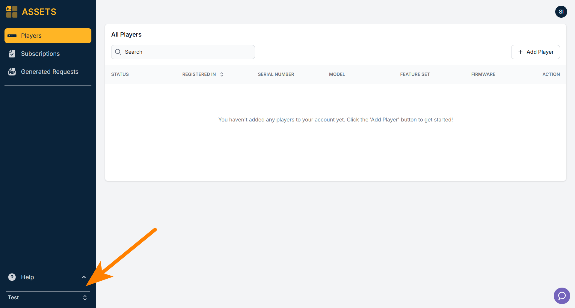 Interface displaying the selected SpinetiX HUB account