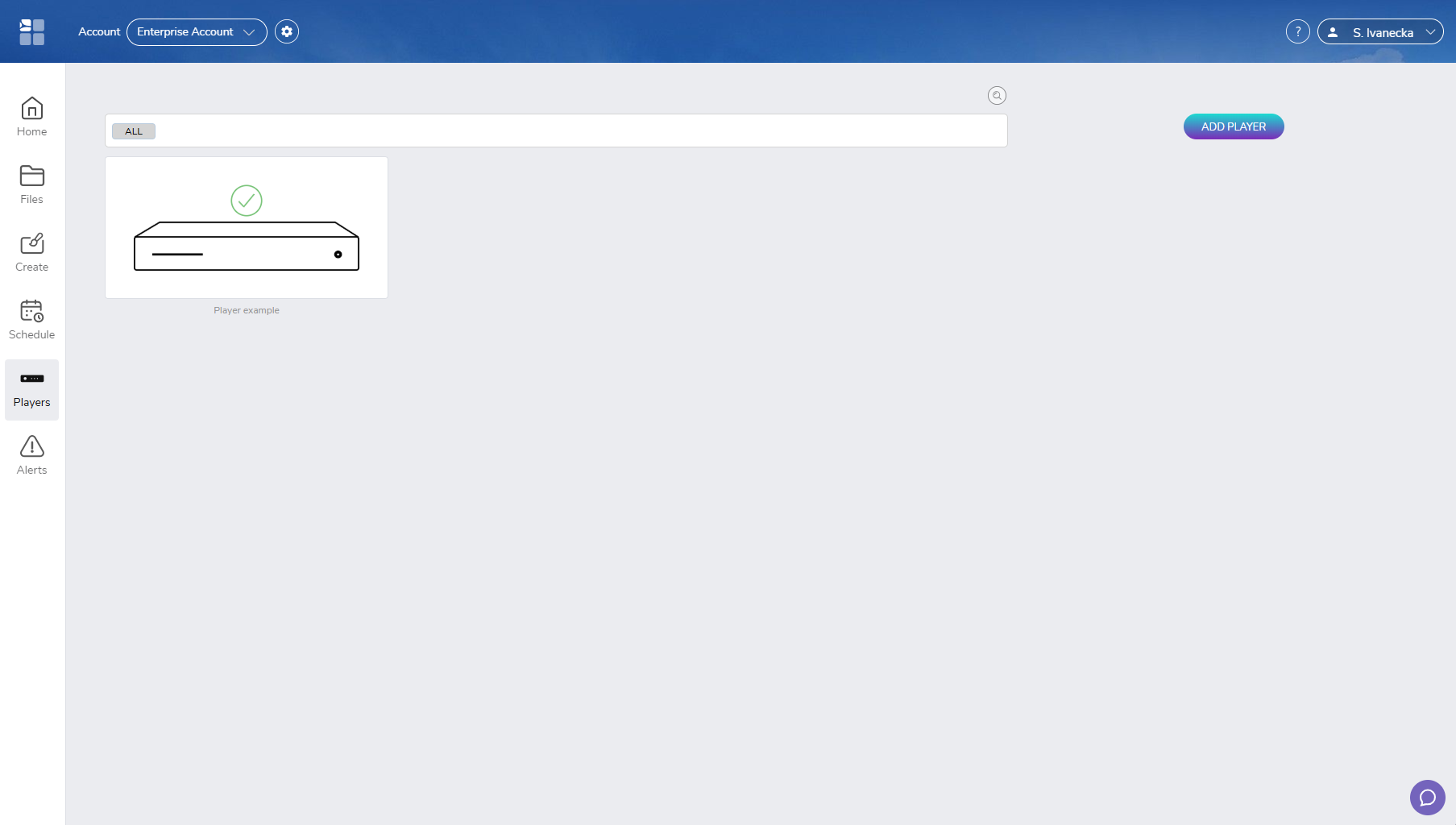 SpinetiX ARYA after the selected player has been deleted